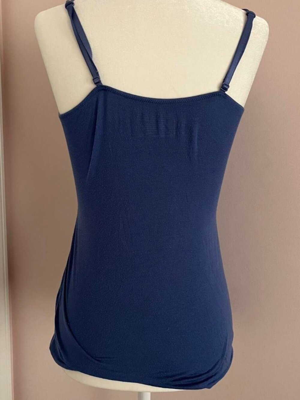 felina navy / periwinkle lace trim cami top with adjustable straps - Picture 4 of 5